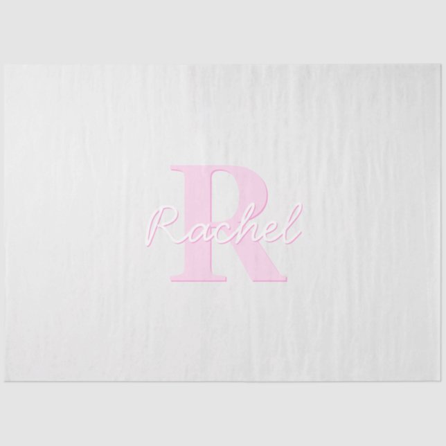 Cute Customizable Monogram | Pink Ombre & Grey Tissue Paper (Front)