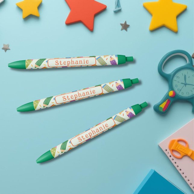 Cute Customizable Pencil Print Black Ink Pen (Creator Uploaded)