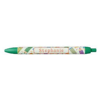 Cute Customizable Pencil Print Black Ink Pen