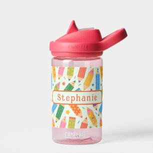 Cute Customizable Pencil Print Water Bottle
