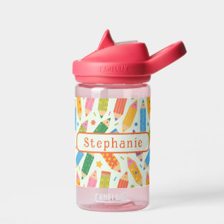 Cute Customizable Pencil Print Water Bottle