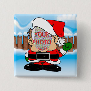 Cute Customizable Photo Santa's little helper 2 Inch Square Button