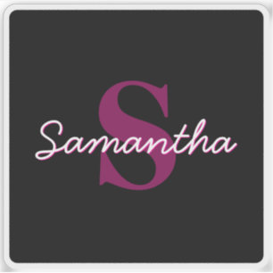 Cute Customizable Pink & Black Monogram Script