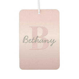 Cute Customizable Pink Monogram & Your Name Script Air Freshener