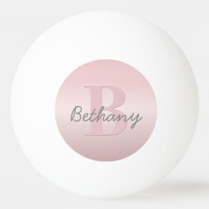 Cute Customizable Pink Monogram & Your Name Script Ping Pong Ball