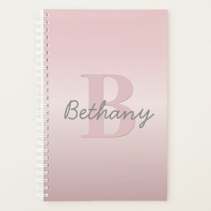 Cute Customizable Pink Monogram & Your Name Script Planner