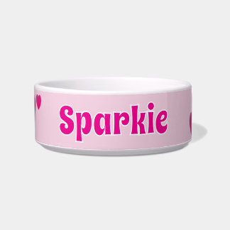 Cute Customizable Pink Playful Dog Cat Pet  Bowl