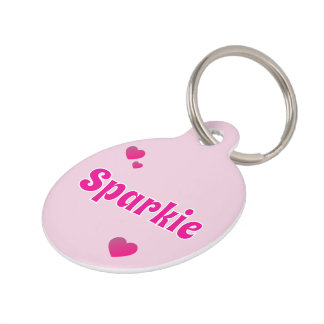 Cute Customizable Pink Playful Dog Cat Pet  Tag