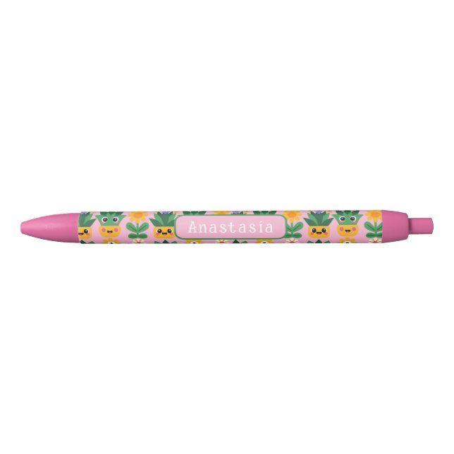 Cute Customizable Pot Plant Print Black Ink Pen (Front)