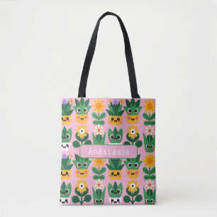 Cute Customizable Pot Plant Print Tote Bag
