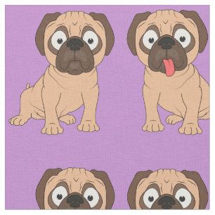 Cute Customizable Pug Fabric