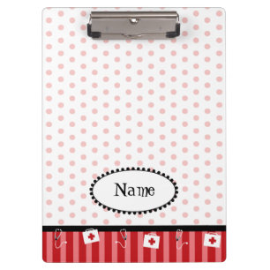 Cute, customizable, red, medical clipboard