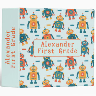 Cute Customizable Robot Print Binder