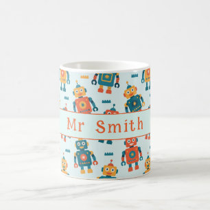 Cute Customizable Robot Print Coffee Mug