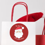 Cute Customizable Santa Claus Red Christmas Gift<br><div class="desc">Customize these cute Santa Claus gift labels with your own personalized text with your kids name in white script. Santa's red hat and white beard are the perfect holiday drawing on this festive red gift sticker for your presents.</div>