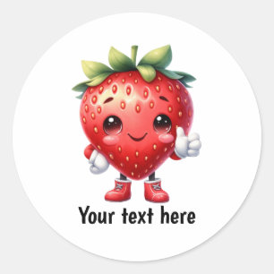 Cute customizable strawberry fruit classic round sticker