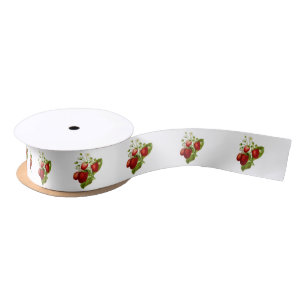 Cute Customizable Strawberry Gift Wrapping  Satin Ribbon