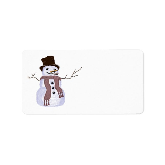 Cute Customizable Winter Snowman Label (Front)