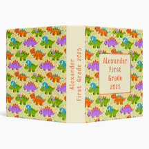 Cute CustomizableDinsosaur Print Binder