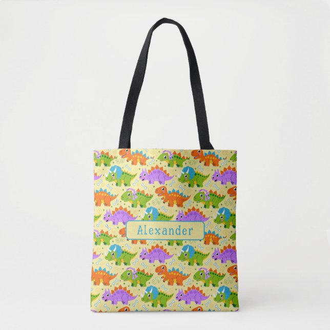Cute CustomizableDinsosaur Print Tote Bag (Front)