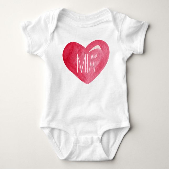 Cute Customize Baby Name Heart Bodysuit (Front)