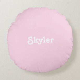 "cute" customize change name light pink round pillow