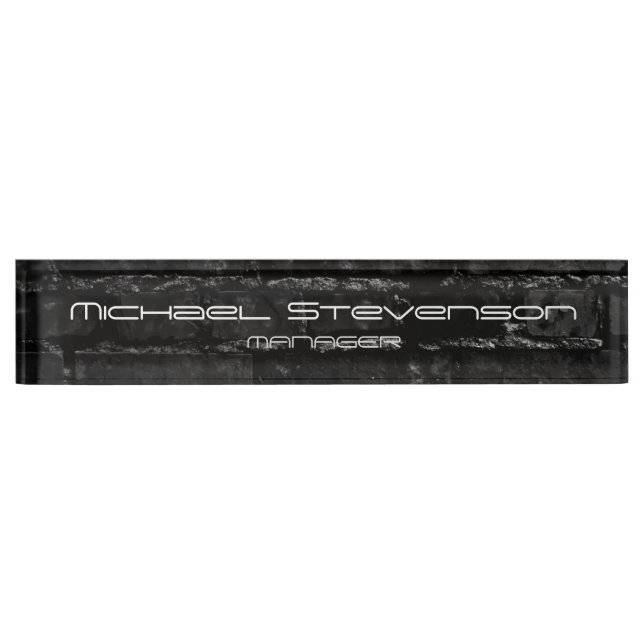 Cute Customize Text Black Professional Nameplate (Front)