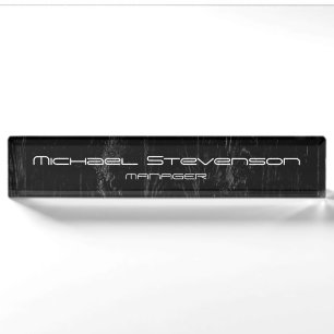 Cute Customize Text Black Professional Nameplate