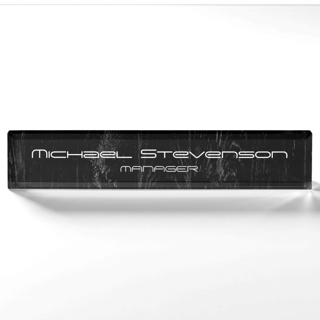 Cute Customize Text Black Professional Nameplate (Front)