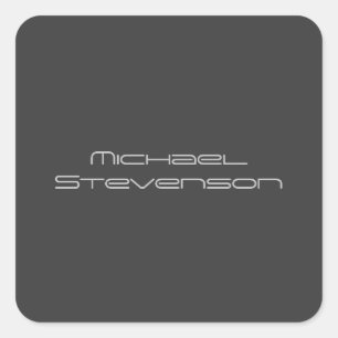 Cute Customize Text Black & White Modern Plain Square Sticker