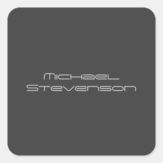 Cute Customize Text Black & White Modern Plain Square Sticker (Front)