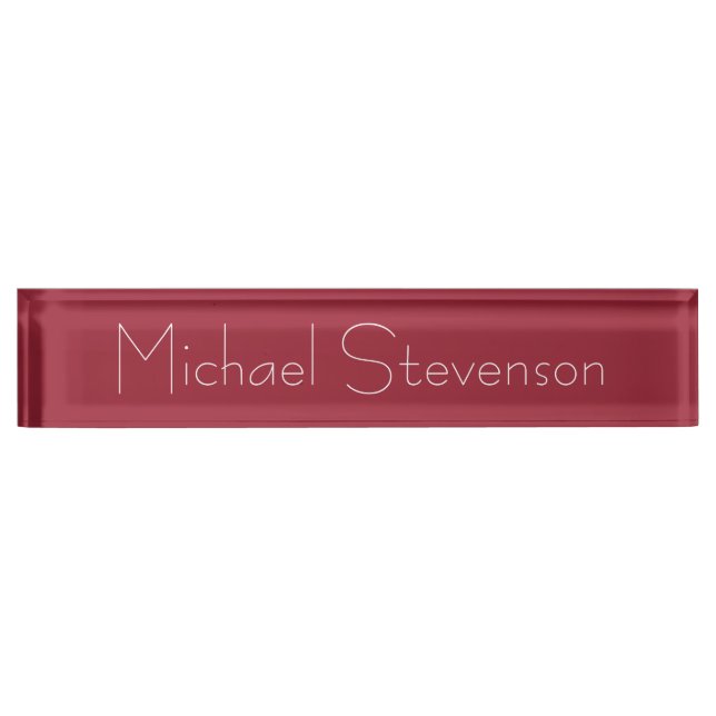 Cute Customize Text Modern Red Business Nameplate (Front)
