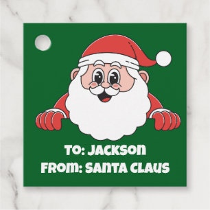 Cute Customized From Santa Claus Green Favour Tags
