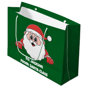 Cute Customized From Santa Claus Green Large Gift Bag