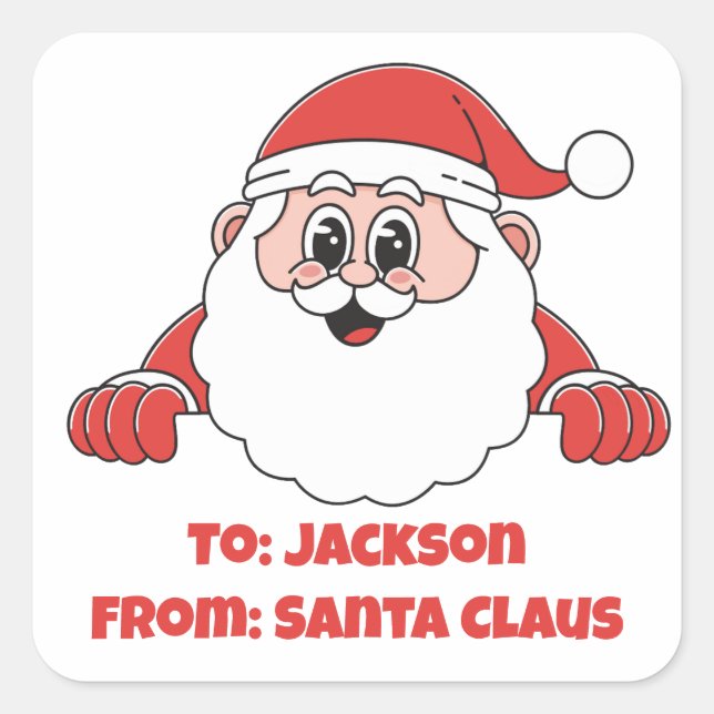 Cute Customized From Santa Claus Square Sticker (Front)