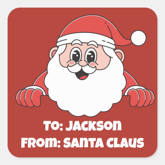Cute Customized Red From Santa Claus Square Sticker (Front)