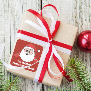 Cute Customized Red From Santa Claus Square Sticker