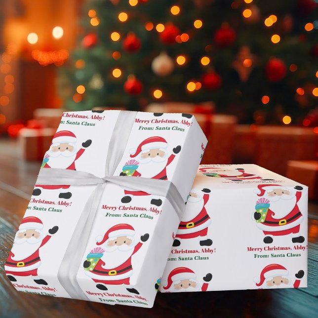 Cute Customized Santa Claus Kids Christmas Wrapping Paper (Creator Uploaded)