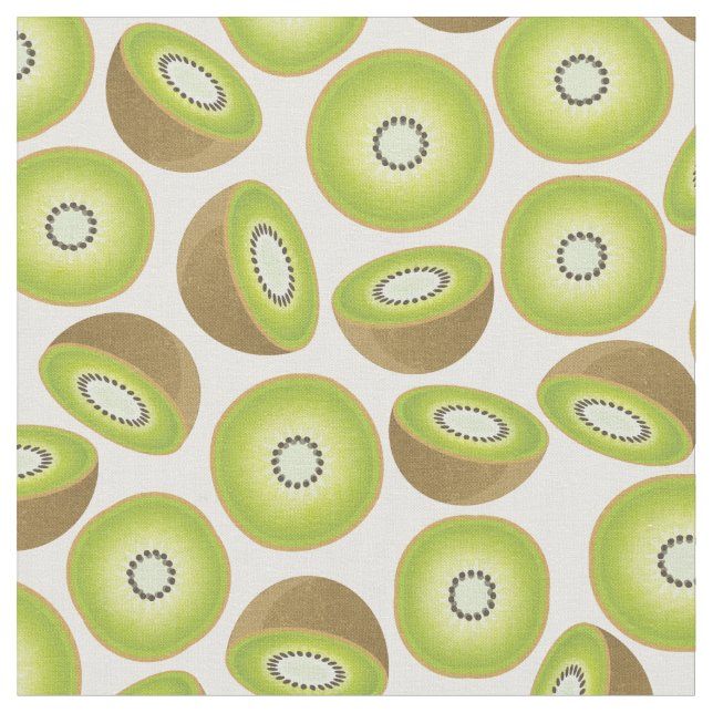 Cute Cut Kiwi Pattern Fabric (Close Up)