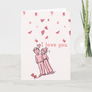 Cute Cute Doodle Couple I Love You Card - Romantic