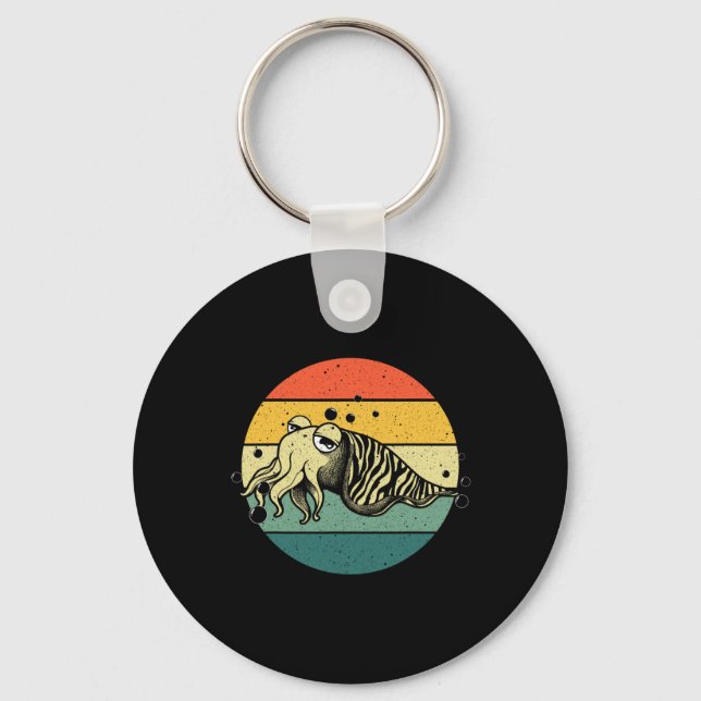 Cute Cuttlefish Design Men Women Cuttlefish Lovers Keychain (Front)