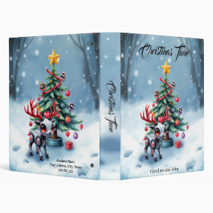 Cute Cyberpunk Reindeer with Christmas Tree Binder