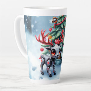 Cute Cyberpunk Reindeer with Christmas Tree Latte Mug