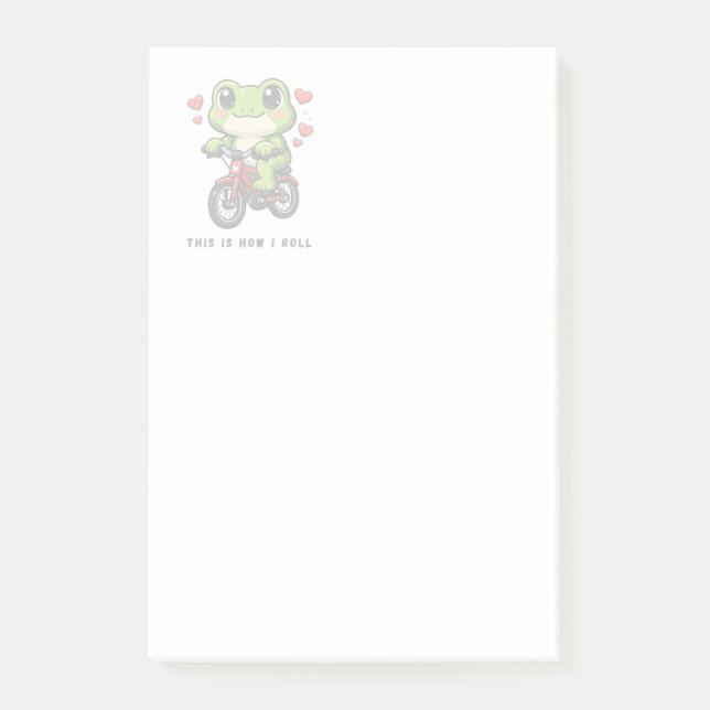 Cute Cycling Frog | Kawaii Frog Bicycle Art Post-it Notes (Front)