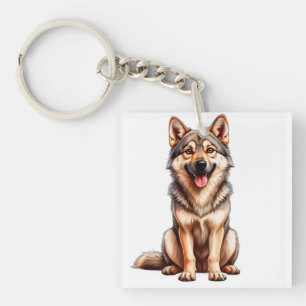 Cute Czechoslovakian Wolf dog Animal Lover Keychain
