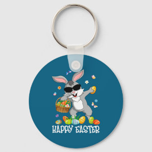 Cute Dabbing Bunny Easter Egg Basket Keychain