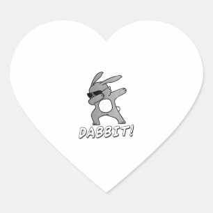 Cute Dabbing Bunny for Boys and Girls - Dabbit = D Heart Sticker