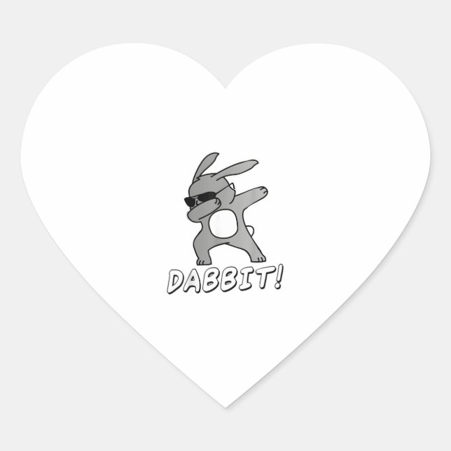 Cute Dabbing Bunny for Boys and Girls - Dabbit = D Heart Sticker (Front)
