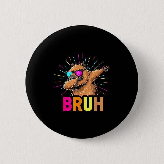 Cute Dabbing Capybara Funny Animal Meme Capy Lover 2 Inch Round Button (Front)