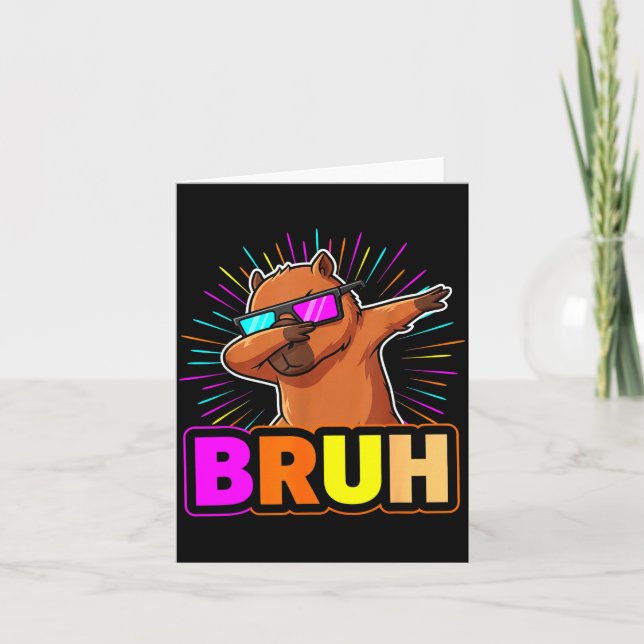 Cute Dabbing Capybara Funny Animal Meme Capy Lover Card (Front)